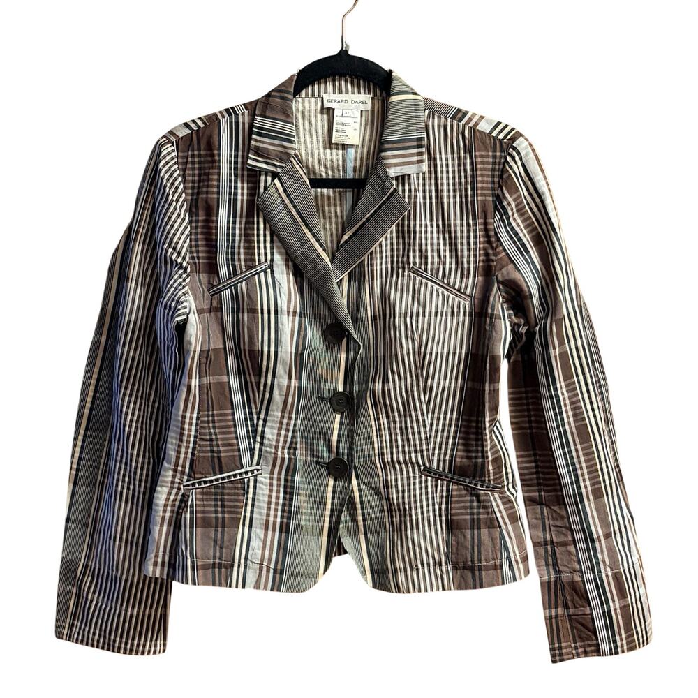 Gerard Darel Jacket Size 42 Womens Multi Color Stripe Buttons Fits Like US Sz 4